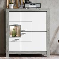 WOHN-CONCEPT Highboard mit Front in weiß matt und Korpus Haveleiche GRONAU-55 BxHxT: 118x140x42cm
