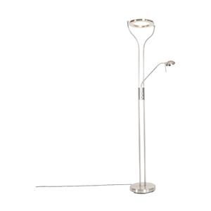 QAZQA Moderne vloerlamp staal met leesarm incl. LED en dimmer - Divo