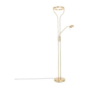 QAZQA Moderne vloerlamp goud met leesarm incl. LED en dimmer - Divo