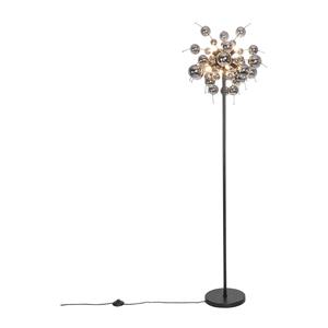 QAZQA Design vloerlamp zwart met smoke glas 8-lichts - Explode
