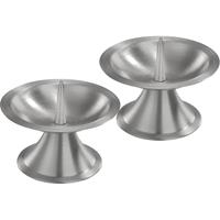 2x Ronde Metalen Stompkaarsenhouder Zilver Voor Kaarsen 5-6 Cm Doorsnede - Kaarsenplateaus