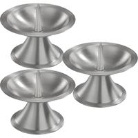 3x Ronde Metalen Stompkaarsenhouder Zilver Voor Kaarsen 5-6 Cm Doorsnede - Kaarsenplateaus