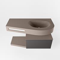 Mondiaz Riva Dulcet badkamermeubel rechts 100 smoke en dark grey