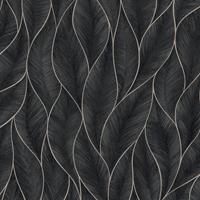 WOW Vliestapete "Subtil Blätter Silber/Blau", FSC zertifiziert, mit lebhaftem Druck, 10 Meter Länge