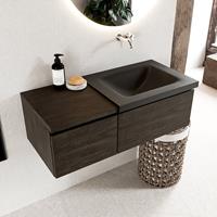 Mondiaz Bukla badmeubel rechts 100 dark brown en urban