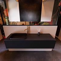 MONDIAZ ERIN 150cm badmeubelset onderkast kleur Urban met 1 lade Wastafel RIDGE links 1 kraangat kleur Urban ERIN10798