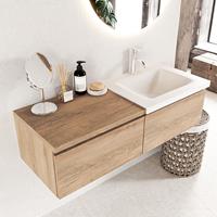Mondiaz Bukla badmeubel rechts 2 lades en 1 kraangat 120 washed oak en talc