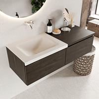 Mondiaz Bukla badmeubel links 2 lades 120 dark brown en talc