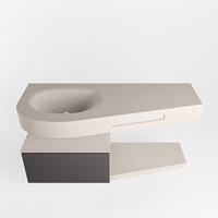 Mondiaz Riva Dulcet badkamermeubel links met 1 kraangat 120 linen en dark grey
