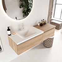 Mondiaz Bukla badmeubel links 1 kraangat 140 washed oak en talc