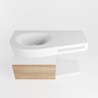 Mondiaz Riva Dulcet badkamermeubel links met 1 kraangat 100 talc en washed oak