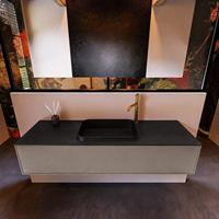 MONDIAZ ERIN 150cm badmeubelset onderkast kleur Smoke met 1 lade Wastafel RIDGE midden 1 kraangat kleur Urban ERIN10933