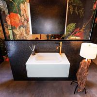 MONDIAZ ERIN 80cm badmeubelset onderkast kleur Clay met 1 lade Wastafel RIDGE midden 1 kraangat kleur Talc ERIN10138