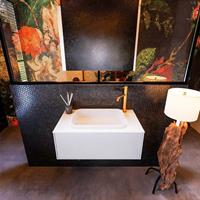 MONDIAZ ERIN 80cm badmeubelset onderkast kleur Cale met 1 lade Wastafel RIDGE midden 1 kraangat kleur Talc ERIN10206