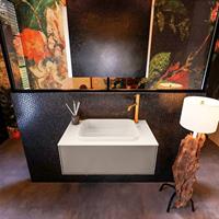 MONDIAZ ERIN 80cm badmeubelset onderkast kleur Smoke met 1 lade Wastafel RIDGE midden 1 kraangat kleur Linen ERIN12416