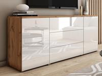 Mobistoxx Dressoir DUBAI 2 deuren 3 lades wotan eik/hoogglans wit