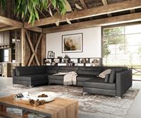 DELIFE Wohnlandschaft Elio XL 400x185 cm Lederimitat Vintage Anthrazit