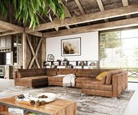 DELIFE Wohnlandschaft Elio XL 400x185 cm Lederimitat Vintage Braun Antik