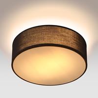 MONZANA Deckenlampe Stoff 30 cm Rund 1 flammig E27 Deckenleuchte Stoffdeckenleuchte Stoffdeckenlampe Schlafzimmer Wohnzimmer Grau Schwarz Taupe Weiß schwarz
