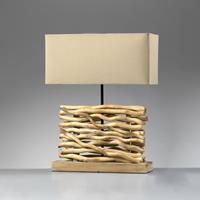 Euluna Tafellamp Marica, stoffen kap en hout, hoogte 50cm