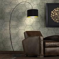 HollÃnder Boog-vloerlamp bamboe Arco, bruin-zwart goud