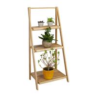 RELAXDAYS Blumentreppe innen, 3 Stufen, Bambus, klappbar, Leiterregal, Pflanzenregal, H x B x T 99 x 45 x 32 cm, Holz, natur