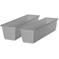 Set Van 2x Stuks Plantenbakken Licht Grijs Rechthoekig 60 X 17,5 X 14,5 Cm - Plantenbakken