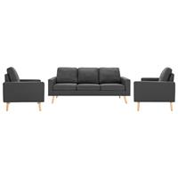 vidaXL Sofa 3-tlg Sofagarnitur Stoff Dunkelgrau Couch-Garnitur