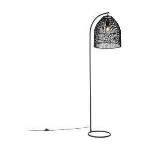 QAZQA Vloerlamp sam - Zwart - Landelijk - L 55cm