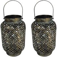 Lesli Living 2x Stuks Metalen Lantaarns/windlichten Luna Cross 22 X 30 Cm antaarns