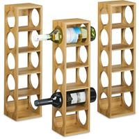 RELAXDAYS 3x Weinregal Bambus, Flaschenhalter 5 Fächer, Holzregal für Wein, Flaschenregal modern, HxBxT: 53 x 14 x 12 cm, natur