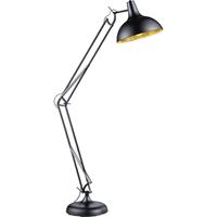 BES LED Led Vloerlamp - Trion Salvy - E27 Fitting - 1-lichts - Verstelbaar - Rond at Zwart - Aluminium