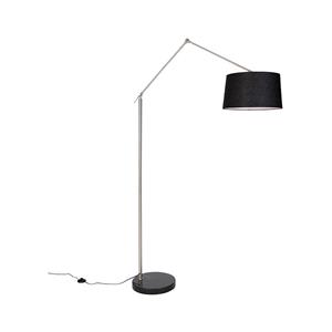 QAZQA Moderne Stehleuchte Stahl Leinenschirm schwarz 45 cm - Editor