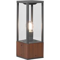 BES LED Led Tuinverlichting taande Buitenlamp - Trion Garinola - E27 Fitting - Rechthoek - Houtkleur - Natuur Hout