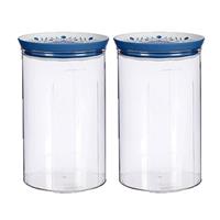 2x Stuks Kunststof Voorraadpot/bewaarpot Transparant Met Deksel L12 X B12 X H18 Cm - 2200 Ml - Voorraadpot