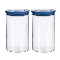 2x Stuks Kunststof Voorraadpot/bewaarpot Transparant Met Deksel L12 X B12 X H18 Cm - 2200 Ml - Voorraadpot