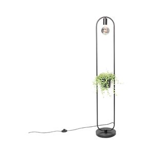 QAZQA Moderne vloerlamp zwart met glas 25 cm - Roslini