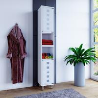 VCM Badschrank Hochschrank Badregal Badmöbel Glastür Schrank Möbel  "Darola" 180 x 30 x 30 cm Weiß