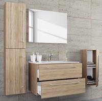 ebuy24 Badinos Badmöbel-Sets A 80 cm, Spiegel Sonoma Eiche Dekor. - Eiche