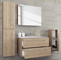 ebuy24 Badinos Badmöbel-Sets A 80 cm, Spiegelschrank Sonoma Eiche Dekor. - Eiche