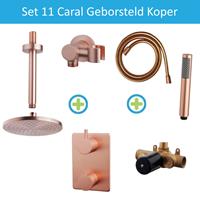 Wiesbaden Inbouw Regendouche Set 11 Caral Plafonduitloop Geborsteld Koper