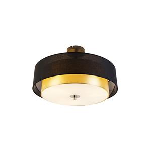 QAZQA Moderne plafondlamp zwart met goud 50 cm 3-lichts - Drum Duo