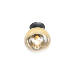 QAZQA Art deco plafondlamp zwart met goud glas - pallon