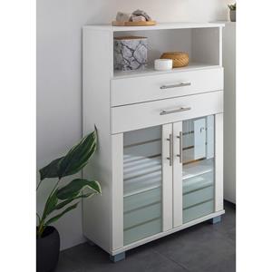 LOMADOX Highboard Badezimmer NOCI-80 in Weiß, B/H/T: 59,8/110,5/32,6 cm