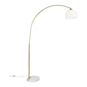 QAZQA Moderne booglamp messing met witte kap - Arc Basic