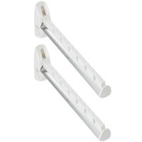 Set Van 2x Stuks Kledinghaken Inklapbaar Wit 31 Cm - Kledinghangerhaak/kledinghaak Voor Aan De Muur - Voor 7 Hangers