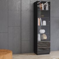 LOMADOX Vitrinenschrank schwarz modern HOOVER-83 mit Glasfronten, B/H/T: ca. 50/195/48 cm
