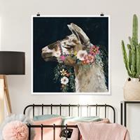 Klebefieber Poster Lama mit Blumenschmuck II