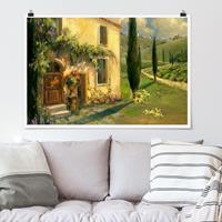 Klebefieber Poster Italienische Landschaft - Zypresse