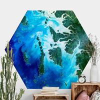 Hexagon Fototapete selbstklebend NASA Fotografie Archipel Südostasien